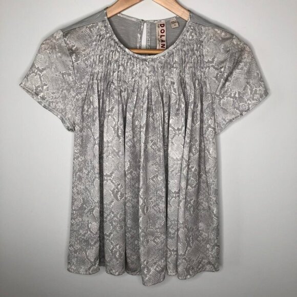 ANTHROPOLOGIE  Dolan Grey Snakeskin Blouse Size XS - Picture 2 of 7